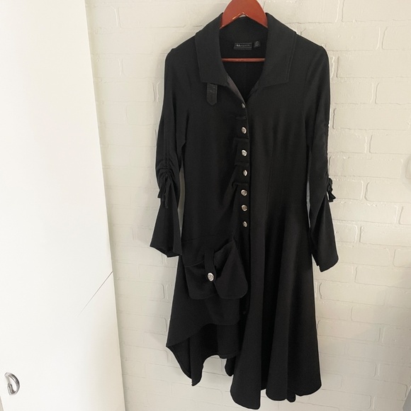 Vintage Y2K Military Jacket Y2K Goth Middle Age Asymmetric Cotton Dark fairy M - Picture 2 of 16